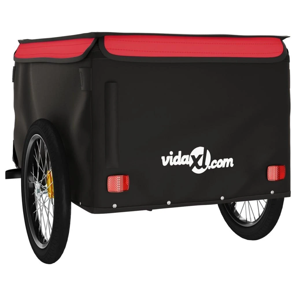 Dviračio priekaba, juodos ir raudonos spalvos, 45kg, geležis