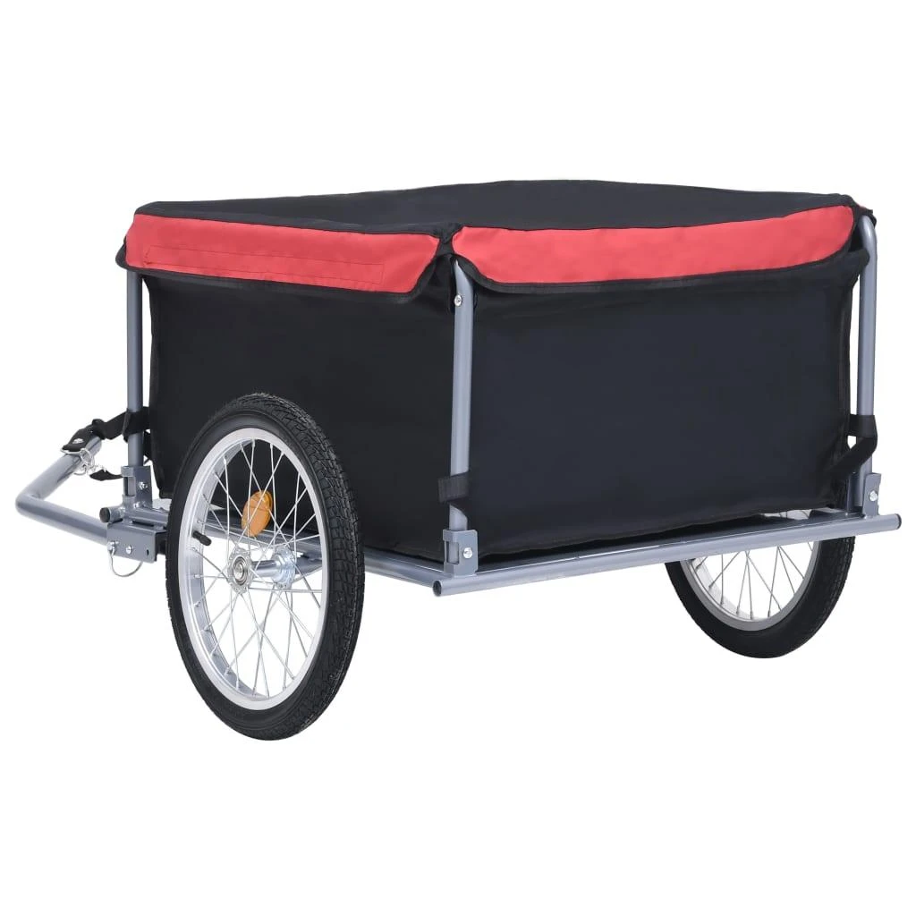 Dviračio priekaba, juodos ir raudonos spalvos, 65kg