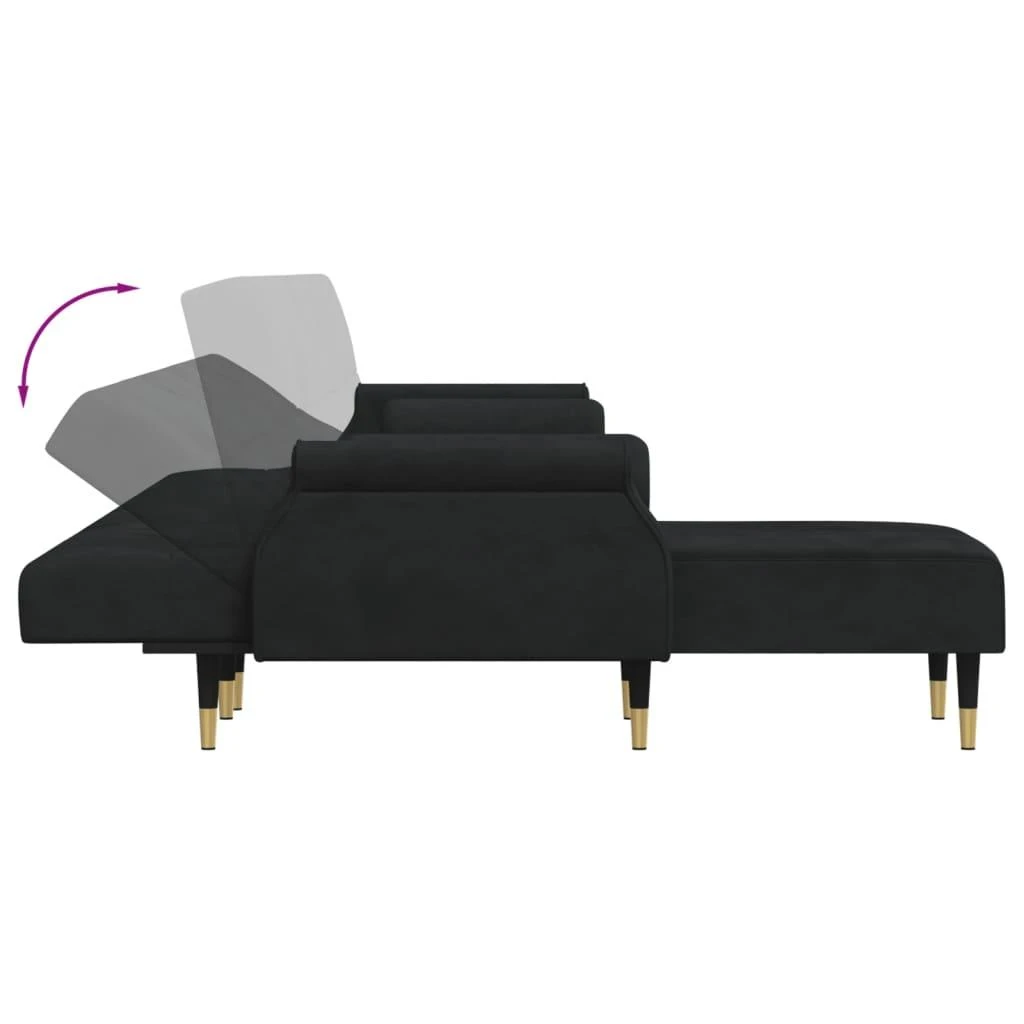 L formos sofa-lova, juodos spalvos, 271x140x70cm, aksomas