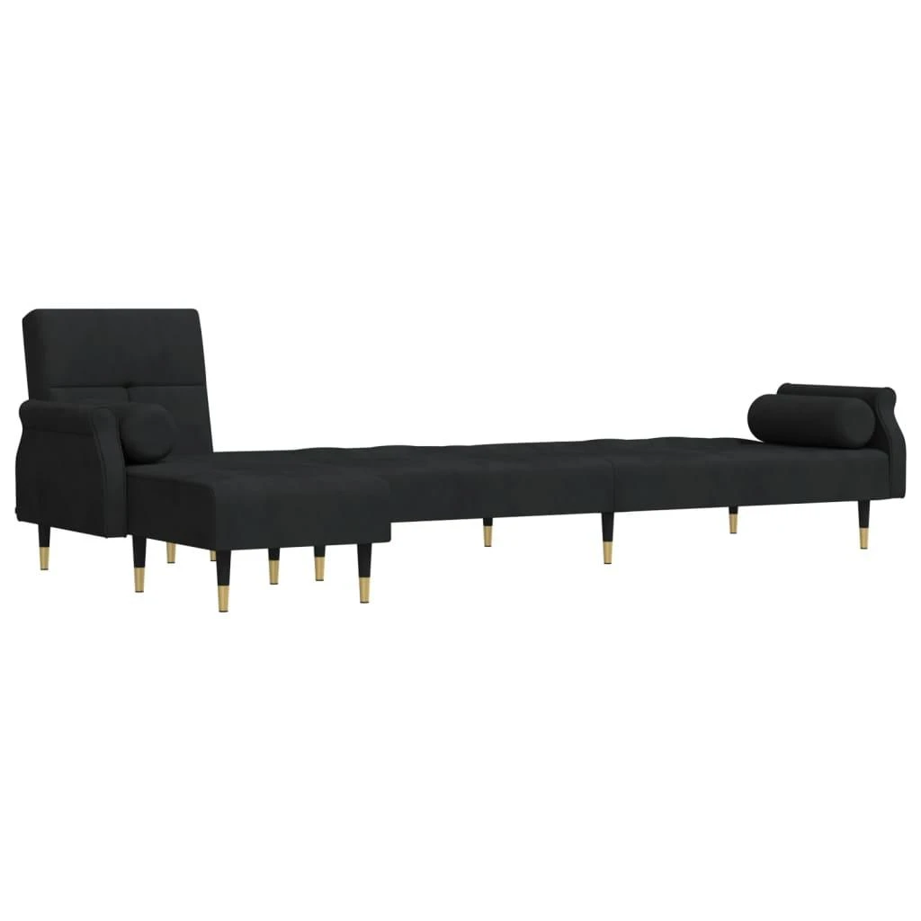 L formos sofa-lova, juodos spalvos, 271x140x70cm, aksomas