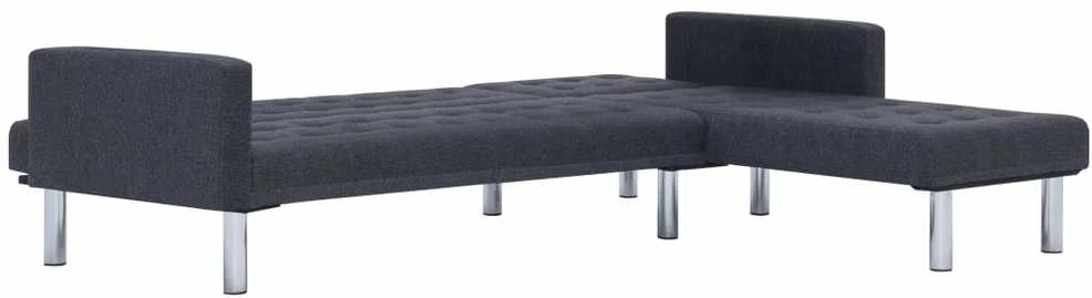 L formos sofa-lova, tamsiai pilkos spalvos, poliesteris