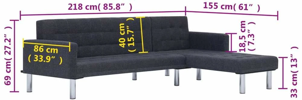 L formos sofa-lova, tamsiai pilkos spalvos, poliesteris