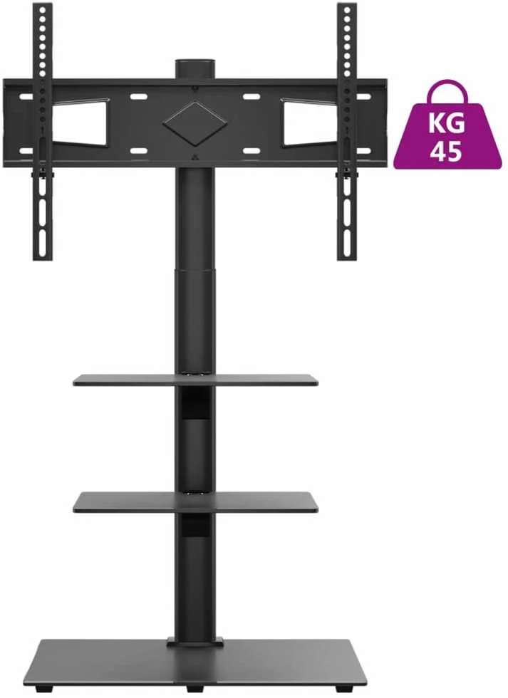 Kampinis TV staliukas, 3 aukštų, juodas, 32-65 colių TV