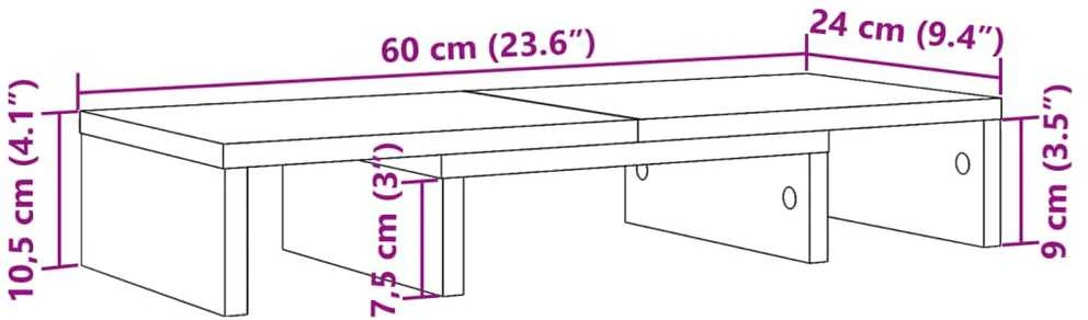 Laikiklis Monitoriaus stovas, ąžuolo, 60x24x10,5cm, apdirbta mediena
