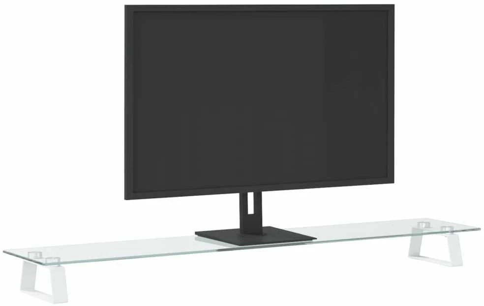 Laikiklis Monitoriaus stovas, baltas, 100x20x8cm, stiklas ir metalas