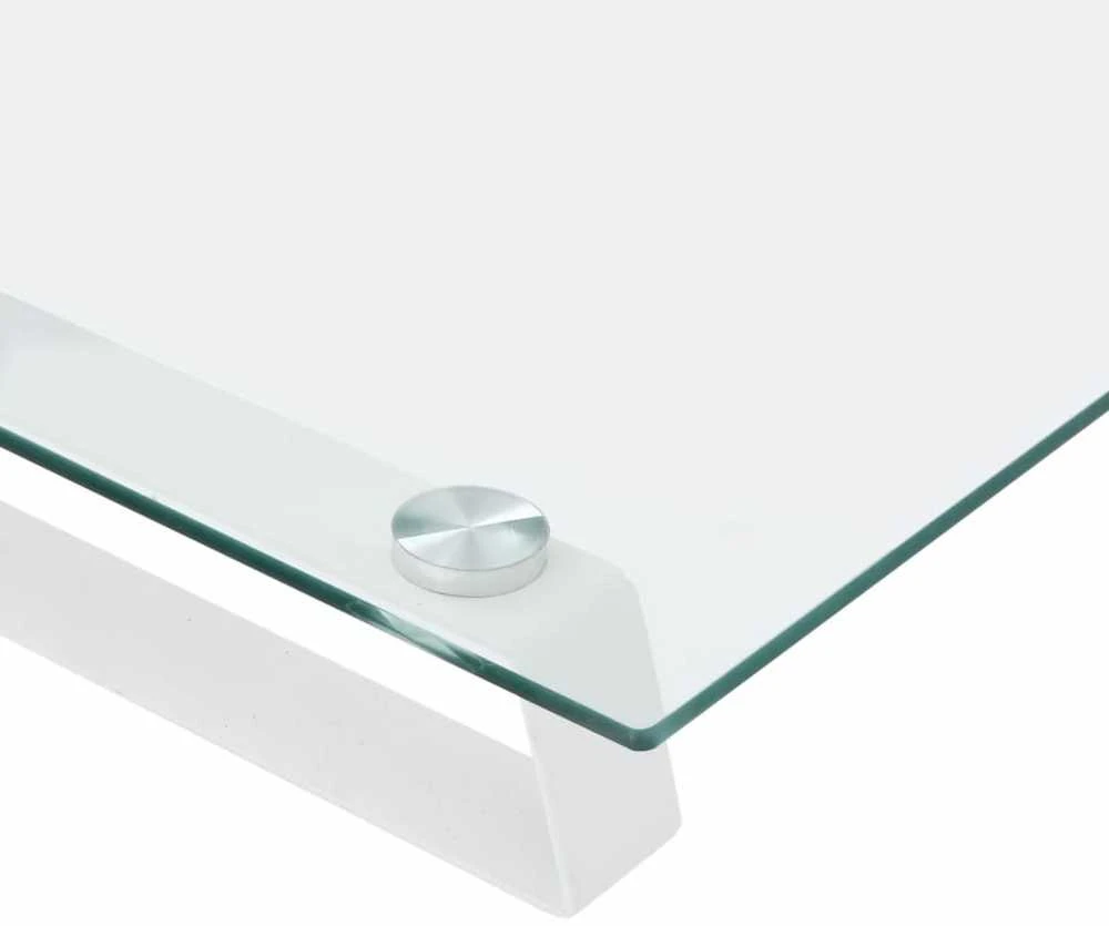 Laikiklis Monitoriaus stovas, baltas, 100x20x8cm, stiklas ir metalas