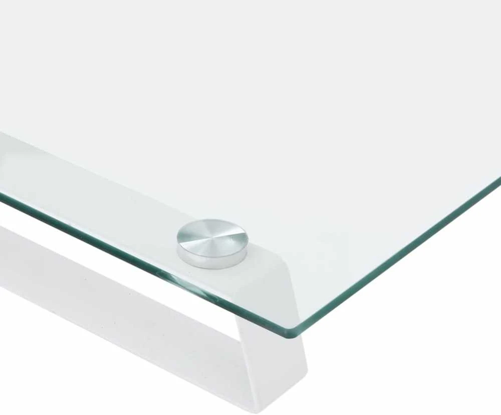 Laikiklis Monitoriaus stovas, baltas, 40x35x8cm, stiklas ir metalas