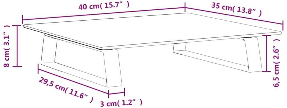 Laikiklis Monitoriaus stovas, baltas, 40x35x8cm, stiklas ir metalas