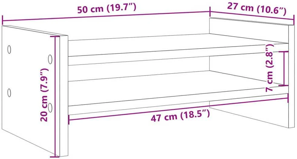 Laikiklis Monitoriaus stovas, betono, 50x27x20cm, apdirbta mediena