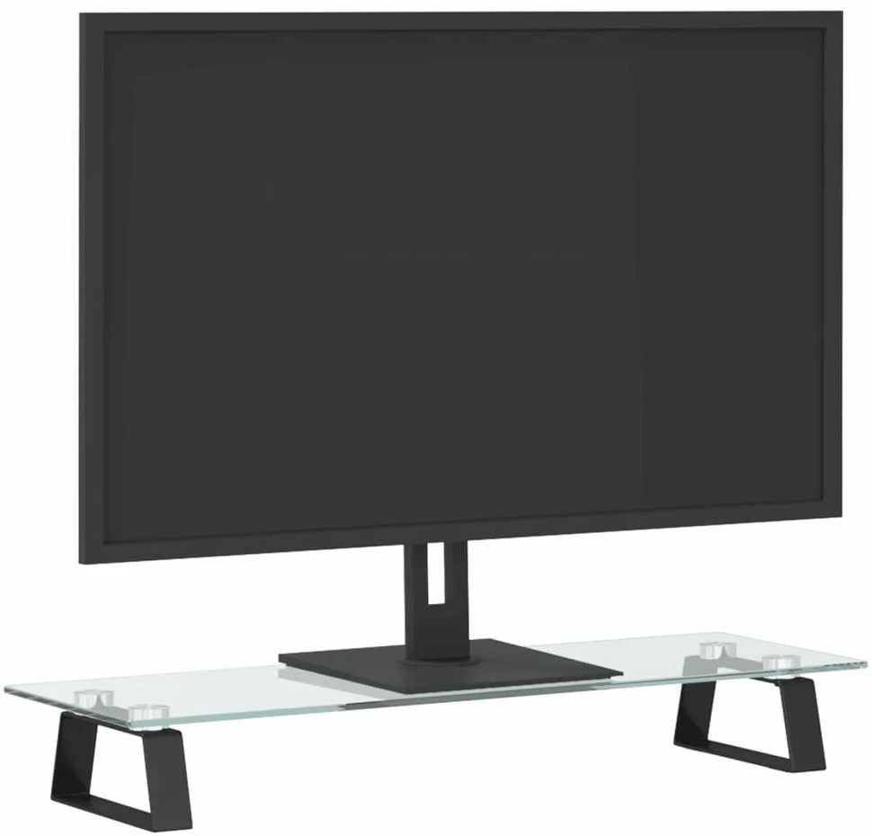 Laikiklis Monitoriaus stovas, juodas, 60x20x8cm, stiklas ir metalas