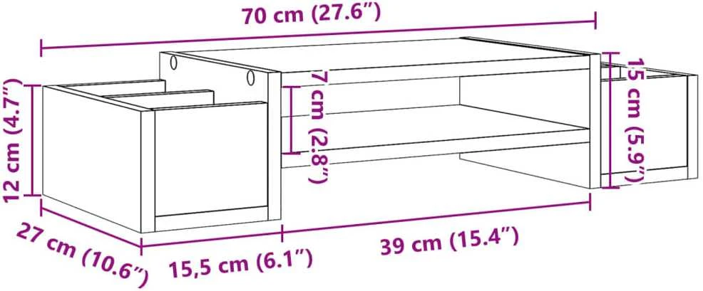Laikiklis Monitoriaus stovas su lentyna, juodas, 70x27x15cm, mediena