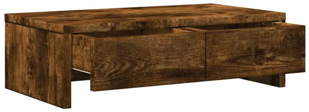 Laikiklis Monitoriaus stovas su stalčiais, dūminis, 50x27x15cm, mediena