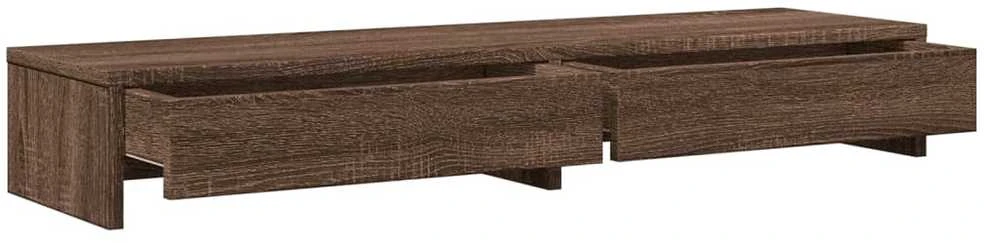 Laikiklis Monitoriaus stovas su stalčiais, rudas, 100x27x15cm, mediena