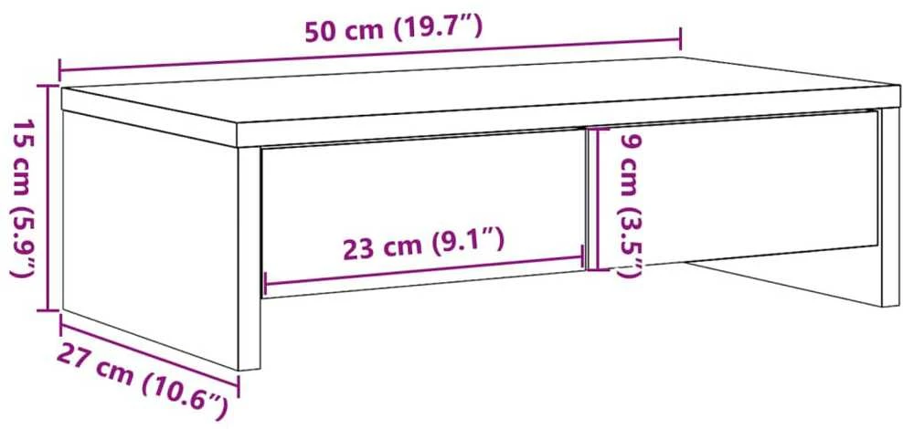 Laikiklis Monitoriaus stovas su stalčiais, medienos, 50x27x15cm, mediena