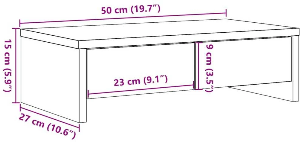 Laikiklis Monitoriaus stovas su stalčiais, baltas, 50x27x15cm, mediena
