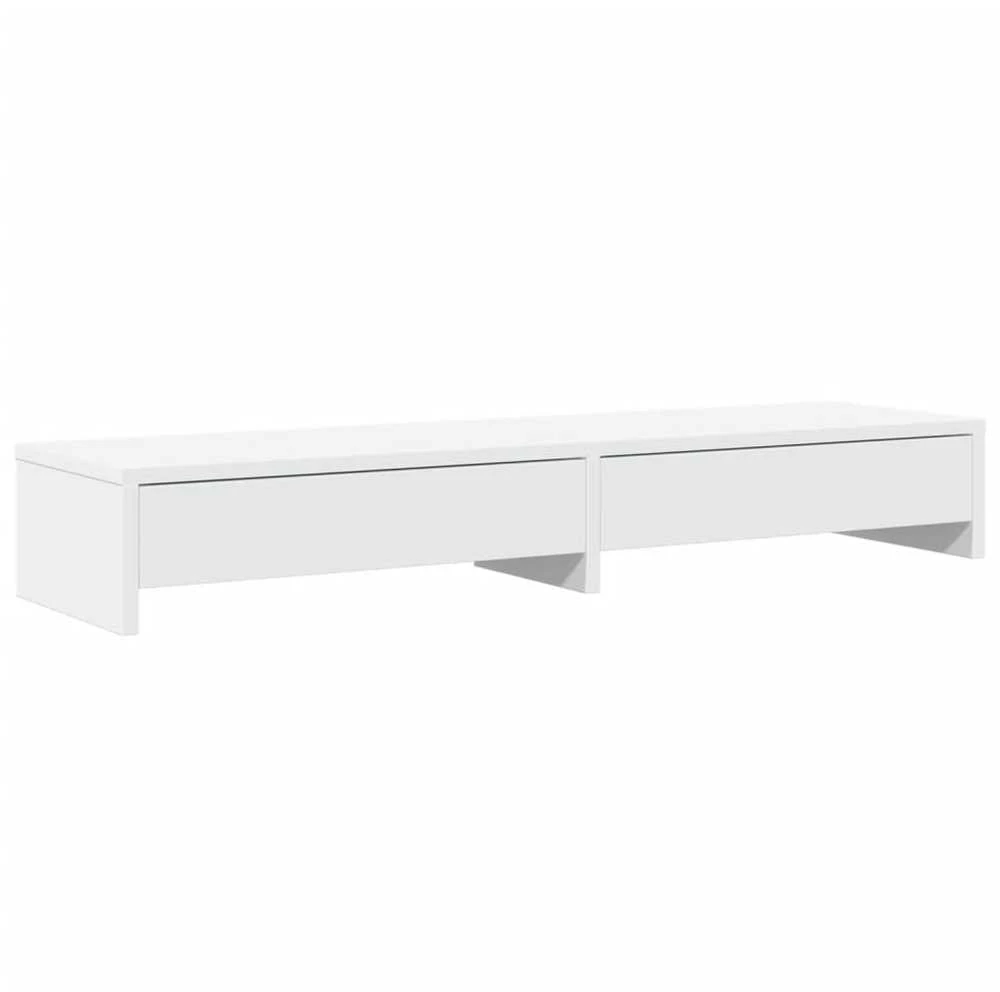 Laikiklis Monitoriaus stovas su stalčiais, baltas, 100x27x15cm, mediena