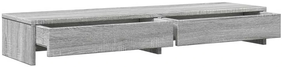 Laikiklis Monitoriaus stovas su stalčiais, pilkas, 100x27x15cm, mediena