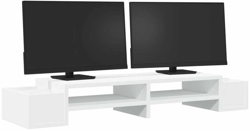 Laikiklis Monitoriaus stovas su vieta daiktams, baltas, 100x27x15cm