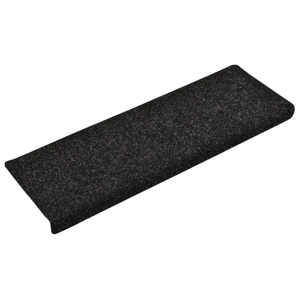 Laiptų kilimėliai, 10vnt., juodi 65x21x4cm, perforuoti adatomis