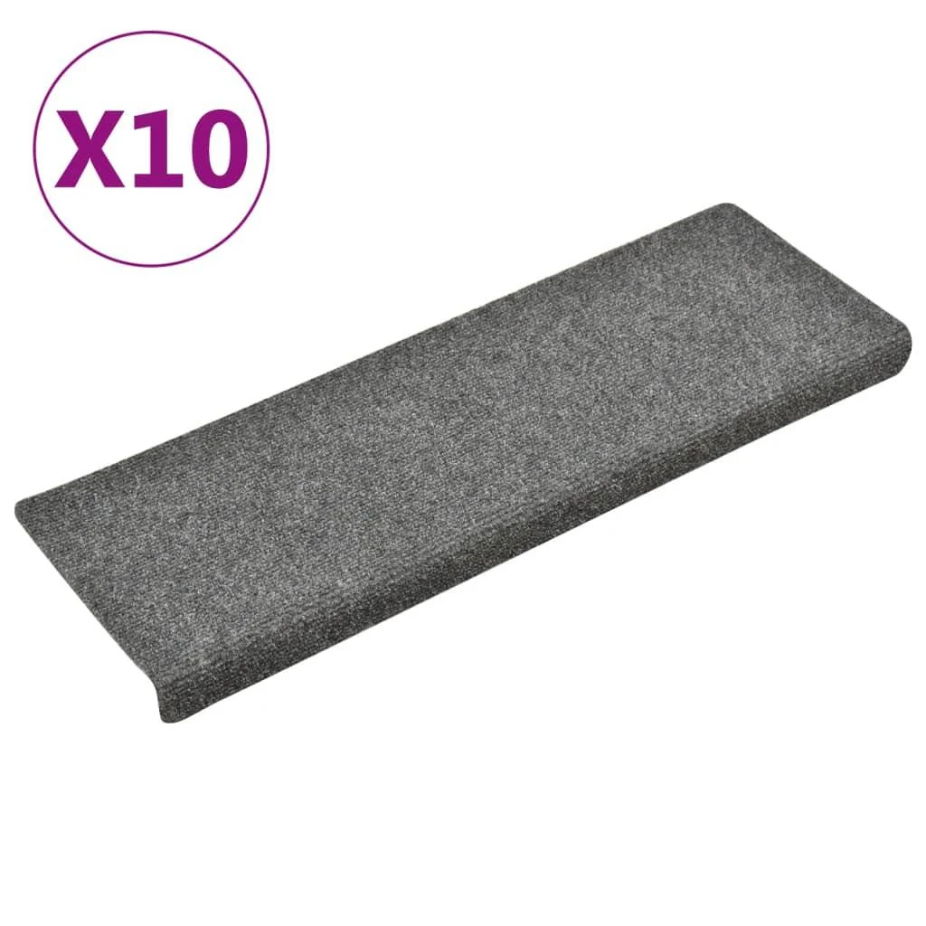 Laiptų kilimėliai, 10vnt., pilki 65x21x4cm, perforuoti adatomis