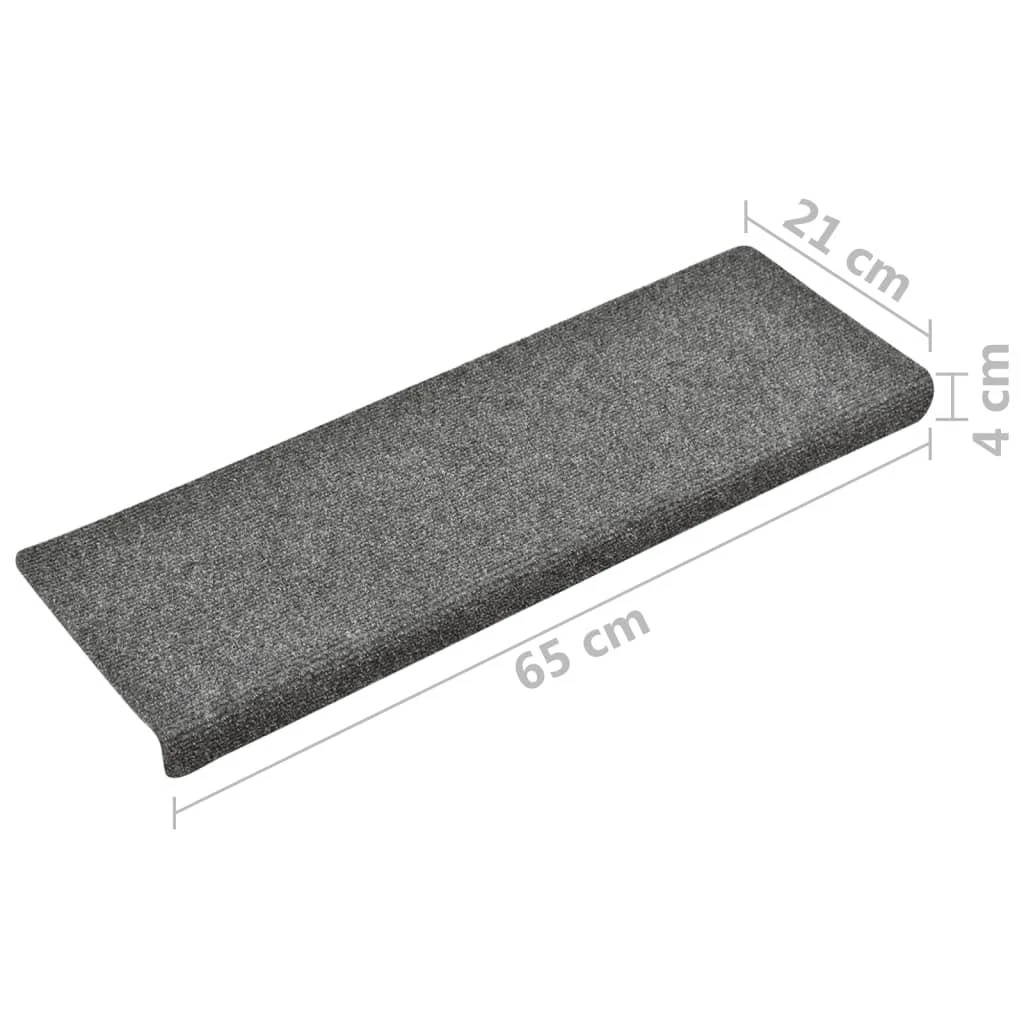 Laiptų kilimėliai, 10vnt., pilki 65x21x4cm, perforuoti adatomis