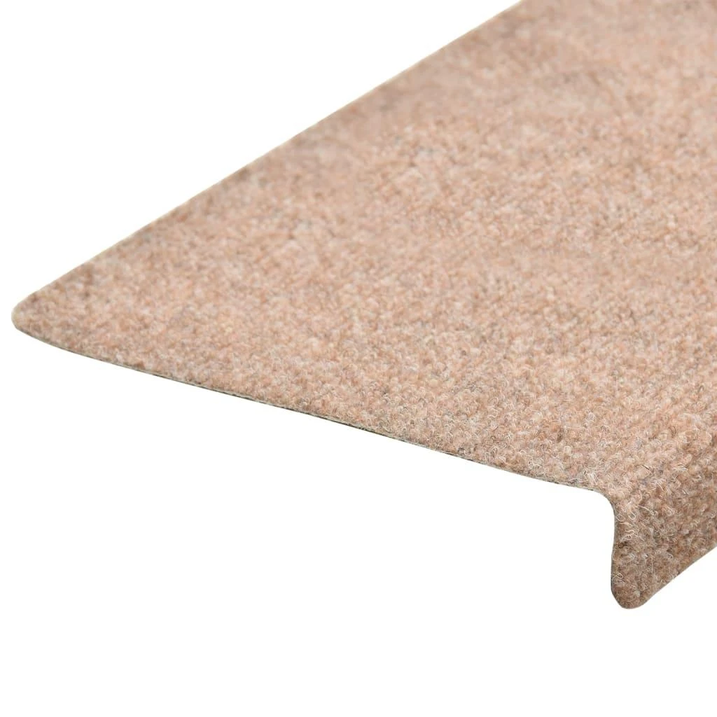 Laiptų kilimėliai, 10vnt., rudi, 65x21x4cm, perforuoti adatomis