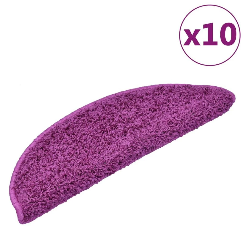 Laiptų kilimėliai, 10vnt., violetinės spalvos, 56x17x3cm