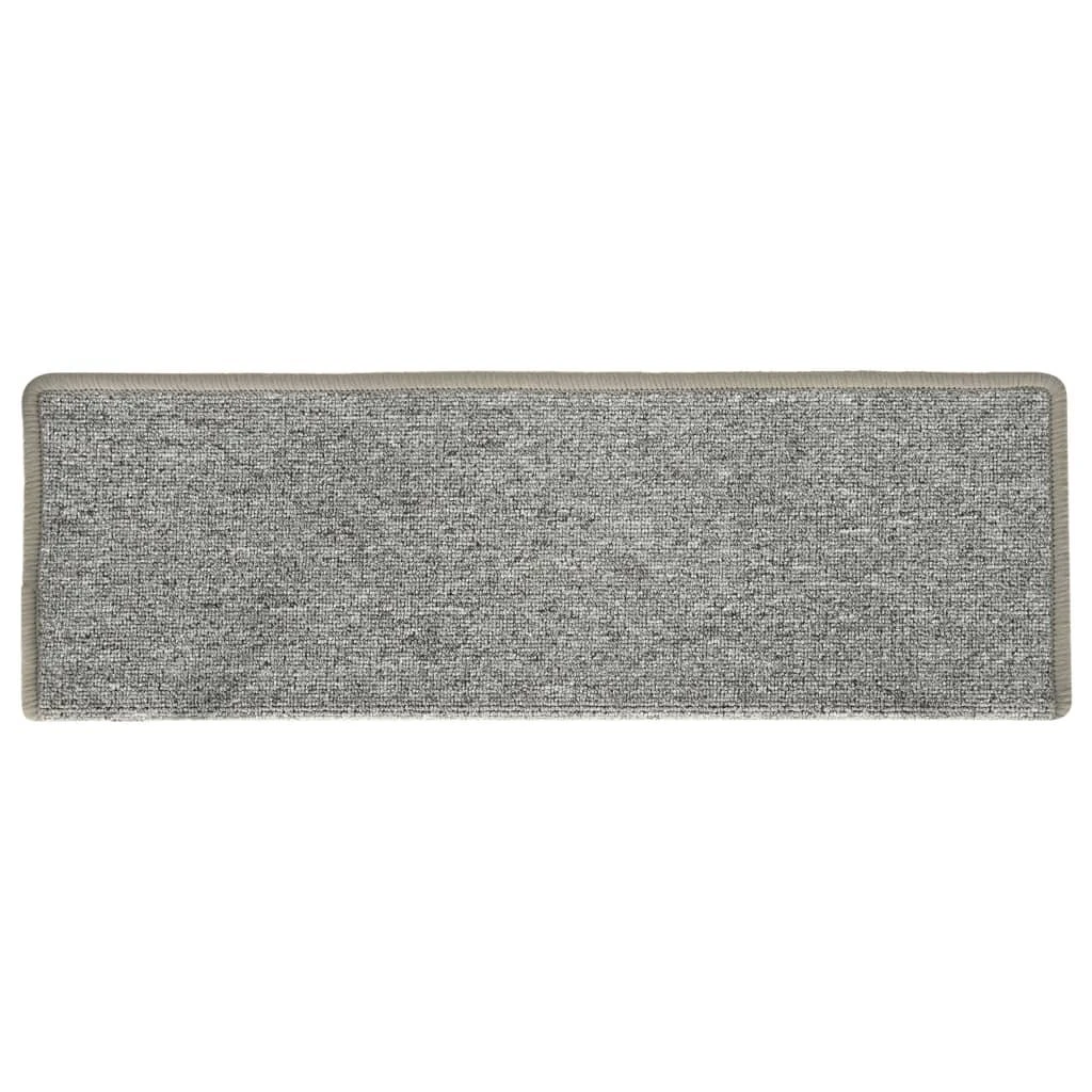Laiptų kilimėliai, 15vnt., baltos ir pilkos spalvos, 65x21x4cm