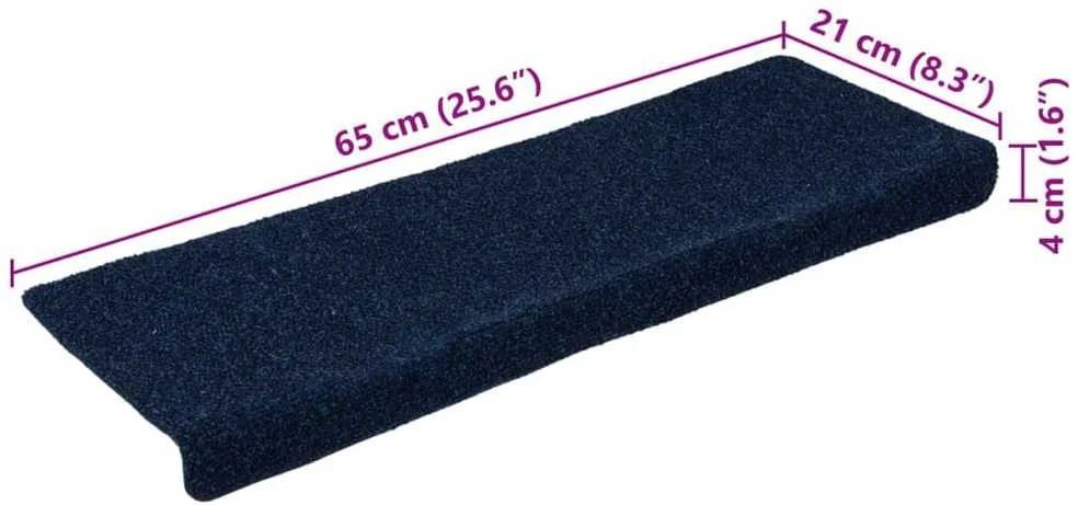 Laiptų kilimėliai, 15vnt., mėlyni 65x21x4cm perforuoti adatomis