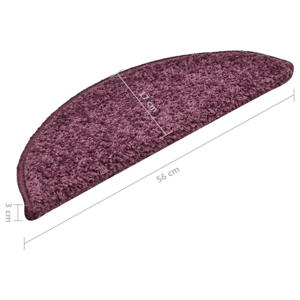 Laiptų kilimėliai, 15vnt., tamsiai violetiniai, 56x17x3cm