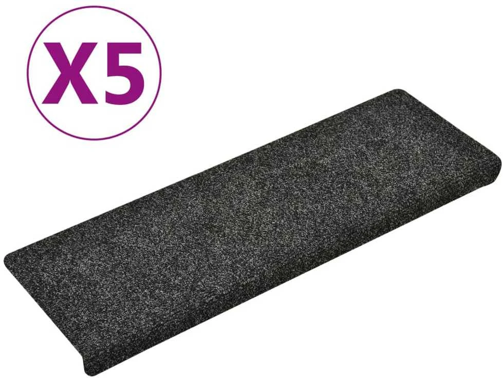 Laiptų kilimėliai, 5vnt., pilki, 65x21x4cm, perforuoti adatomis