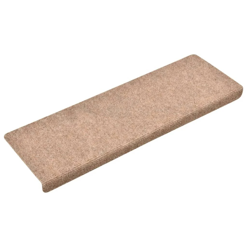 Laiptų kilimėliai, 5vnt., rudi, 65x21x4cm, perforuoti adatomis
