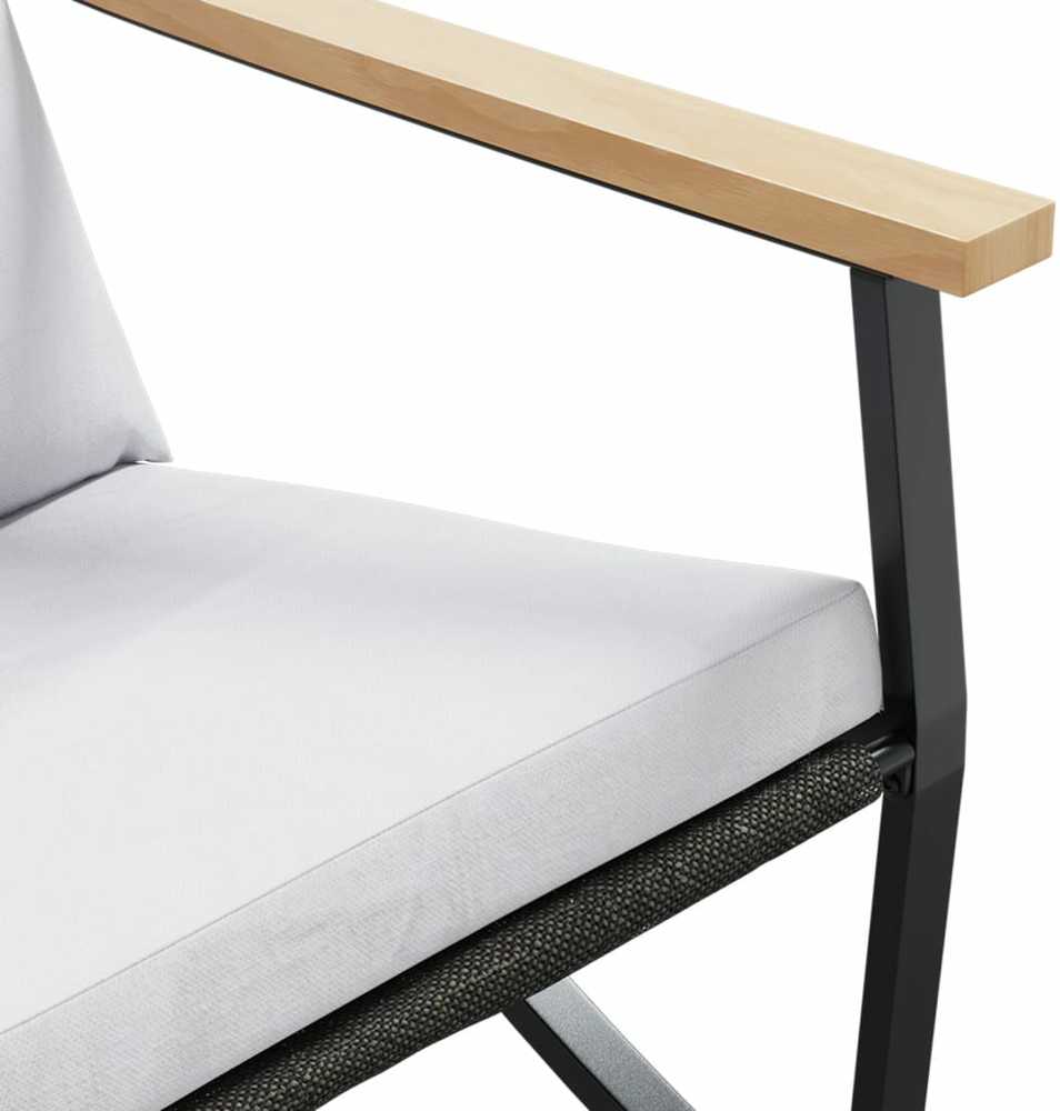 Lauko baldų komplektas Balkono komplektas su pagalvėlėmis, 4 dalių, juodas, plienas