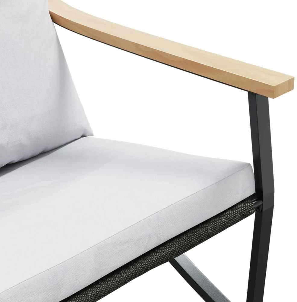 Lauko baldų komplektas Balkono komplektas su pagalvėlėmis, 5 dalių, juodas, plienas