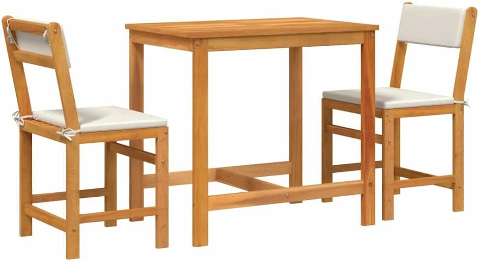 Lauko baldų komplektas Balkono komplektas su pagalvėlėmis, 3 dalių, akacijos masyvas