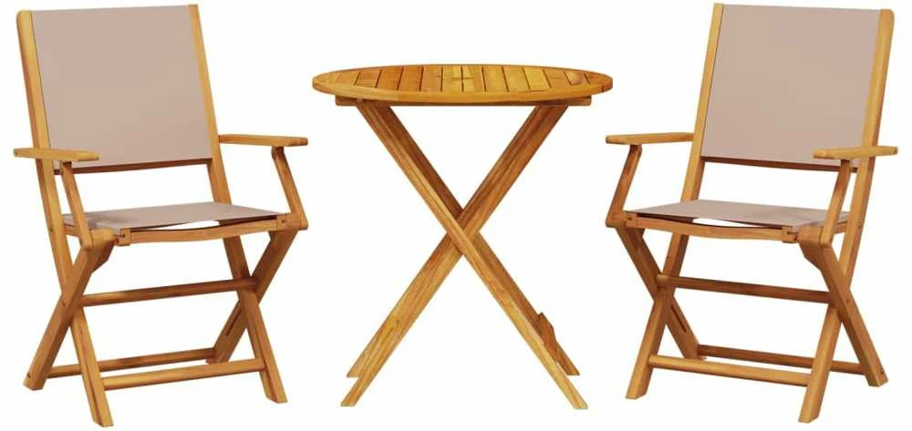 Lauko baldų komplektas Bistro baldų komplektas, 3 dalių, taupe, audinys ir mediena