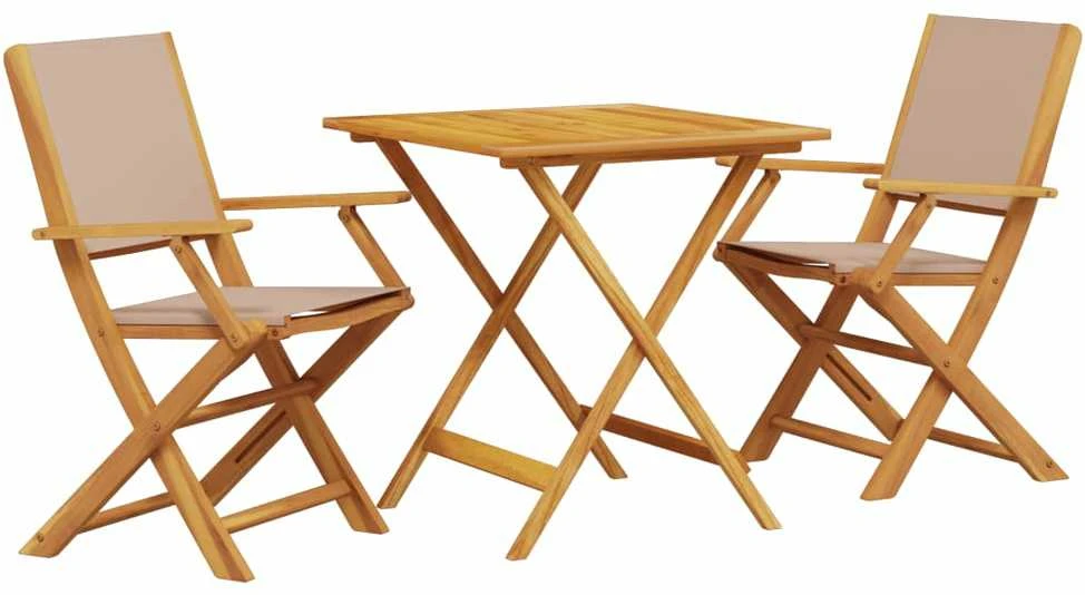 Lauko baldų komplektas Bistro baldų komplektas, 3 dalių, taupe, audinys ir mediena