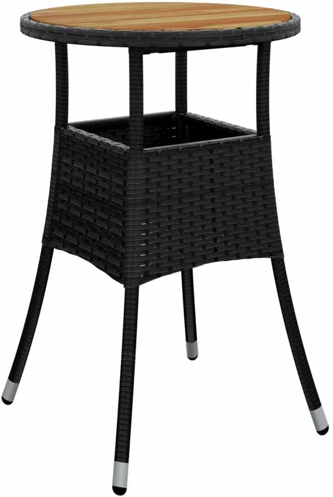 Bistro komplektas su pagalvėmis, 3 dalių, juodas, poliratanas