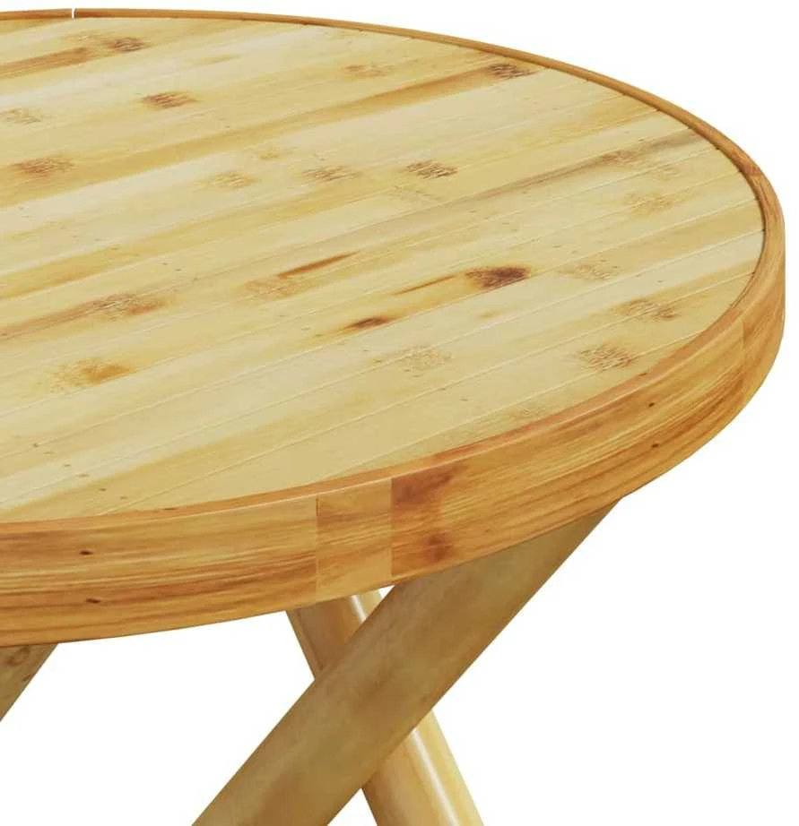 Lauko baldų komplektas Bistro komplektas su kreminėmis pagalvėlėmis, 3 dalių, bambukas