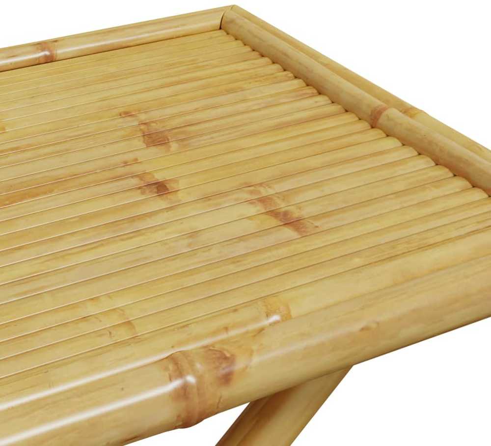 Lauko baldų komplektas Bistro komplektas su kreminėmis pagalvėlėmis, 3 dalių, bambukas