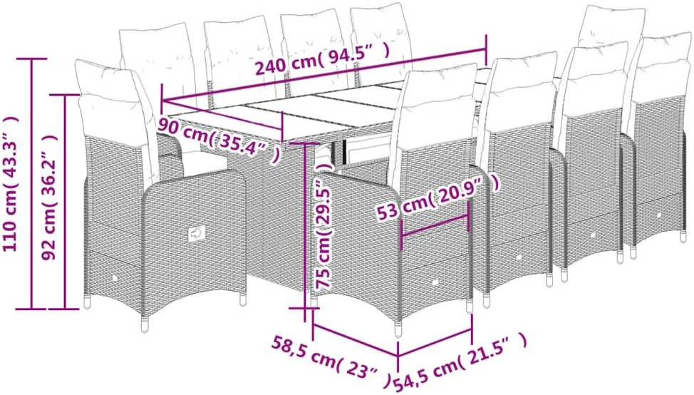 Bistro komplektas su pagalvėmis, 11 dalių, smėlio, poliratanas