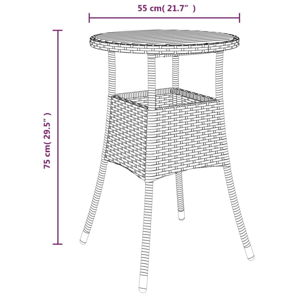 Lauko baldų komplektas Bistro komplektas su pagalvėlėmis, 3 dalių, pilkas, poliratanas
