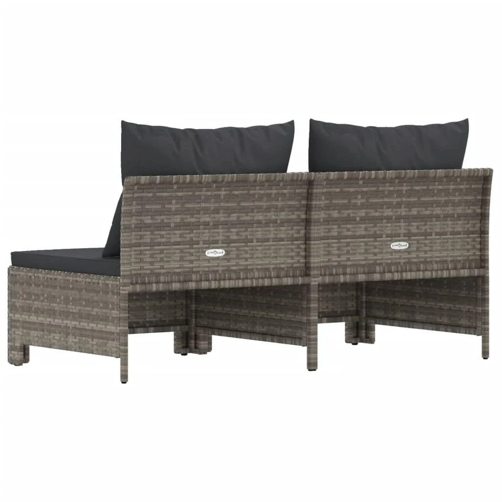 Lauko baldų komplektas Dvivietė sodo sofa su pilkomis pagalvėlėmis, poliratanas