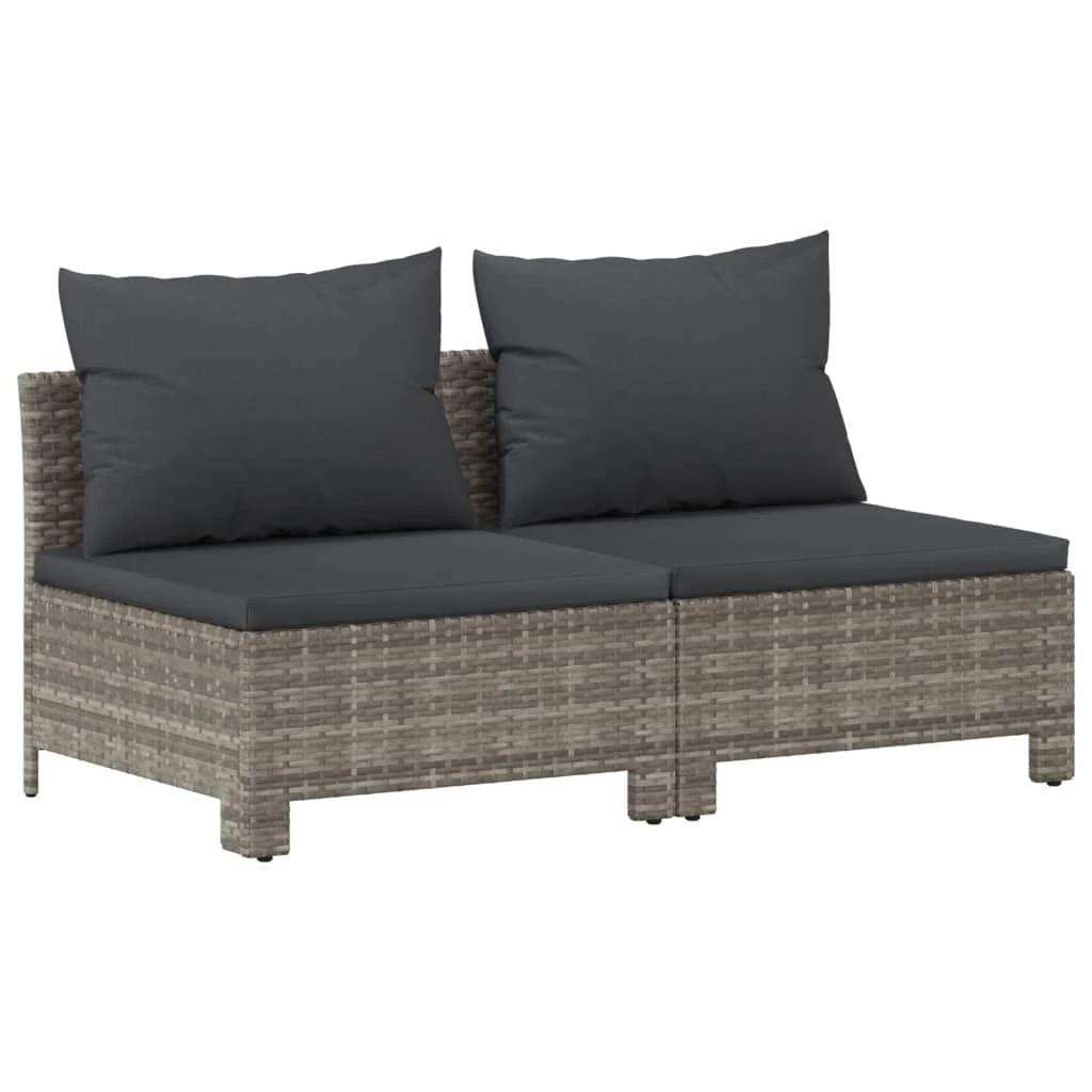 Lauko baldų komplektas Dvivietė sodo sofa su pilkomis pagalvėlėmis, poliratanas