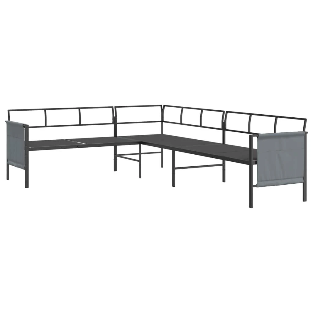 Kampinė sodo sofa, antracito spalvos, plienas ir tekstilenas