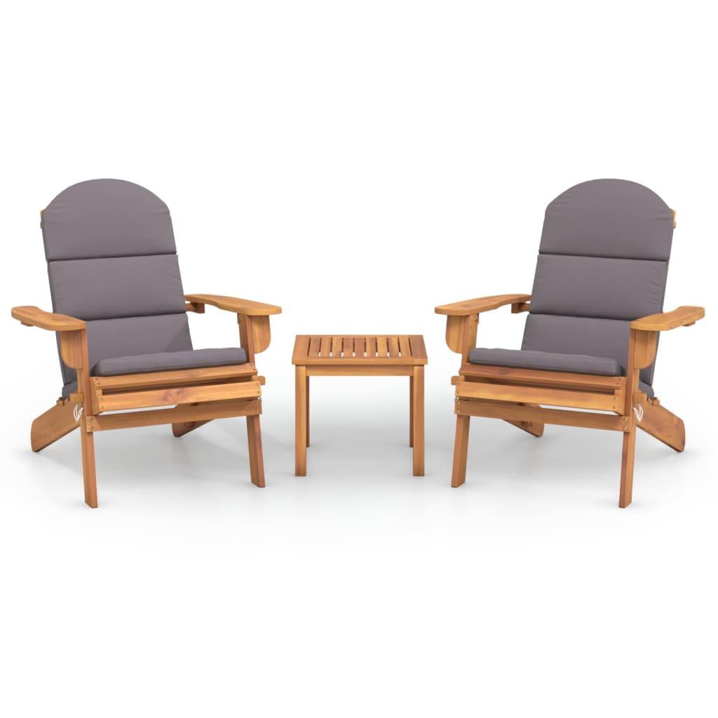 Lauko baldų komplektas Sodo adirondack komplektas, 3 dalių, akacijos medienos masyvas