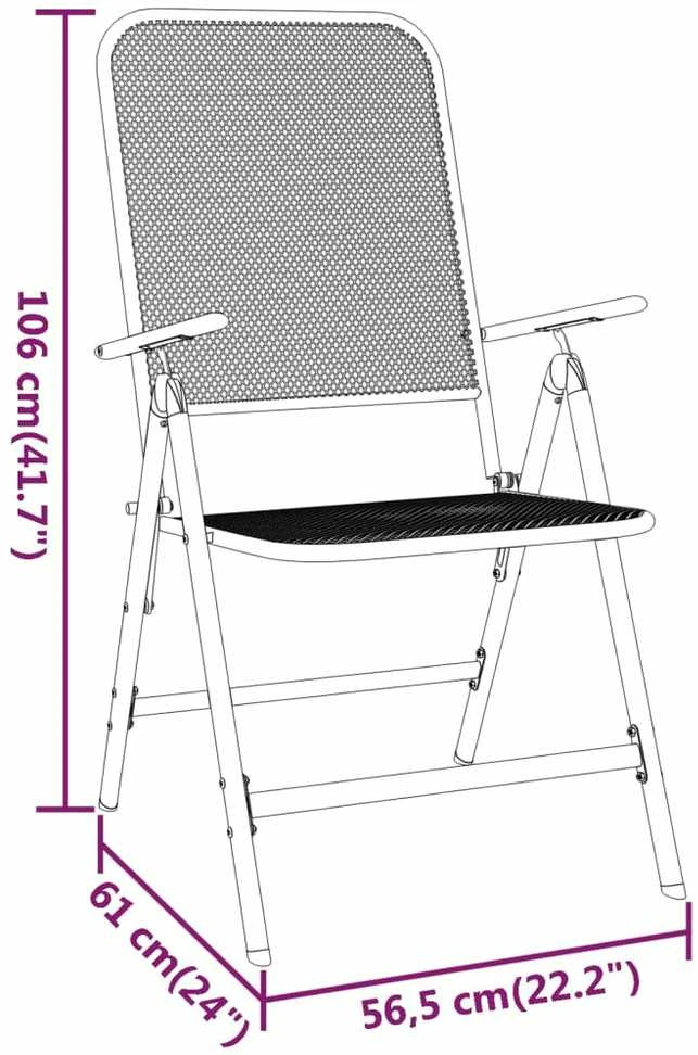 Lauko baldų komplektas Sodo baldų komplektas, 5 dalių, antracito, išplėstas metalas