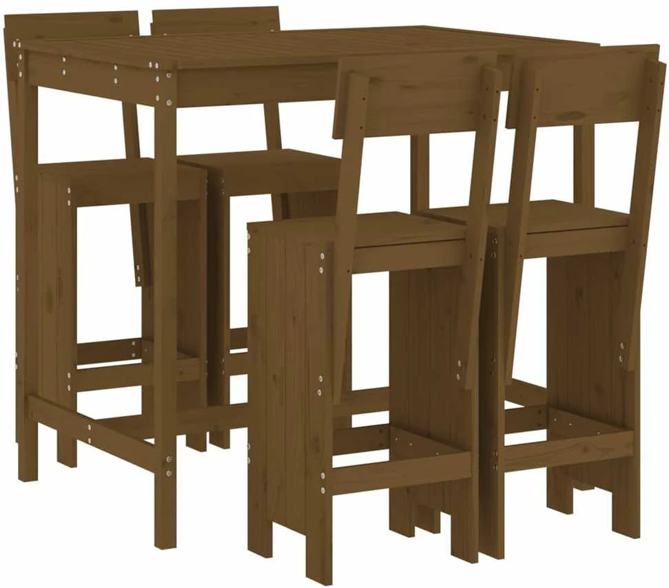 Lauko baldų komplektas Sodo baro baldų komplektas, 5 dalių, medaus rudas, pušis