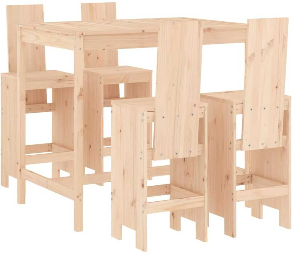 Lauko baldų komplektas Sodo baro baldų komplektas, 5 dalių, pušies medienos masyvas