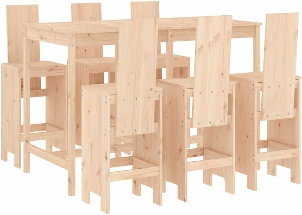 Lauko baldų komplektas Sodo baro baldų komplektas, 7 dalių, pušies medienos masyvas